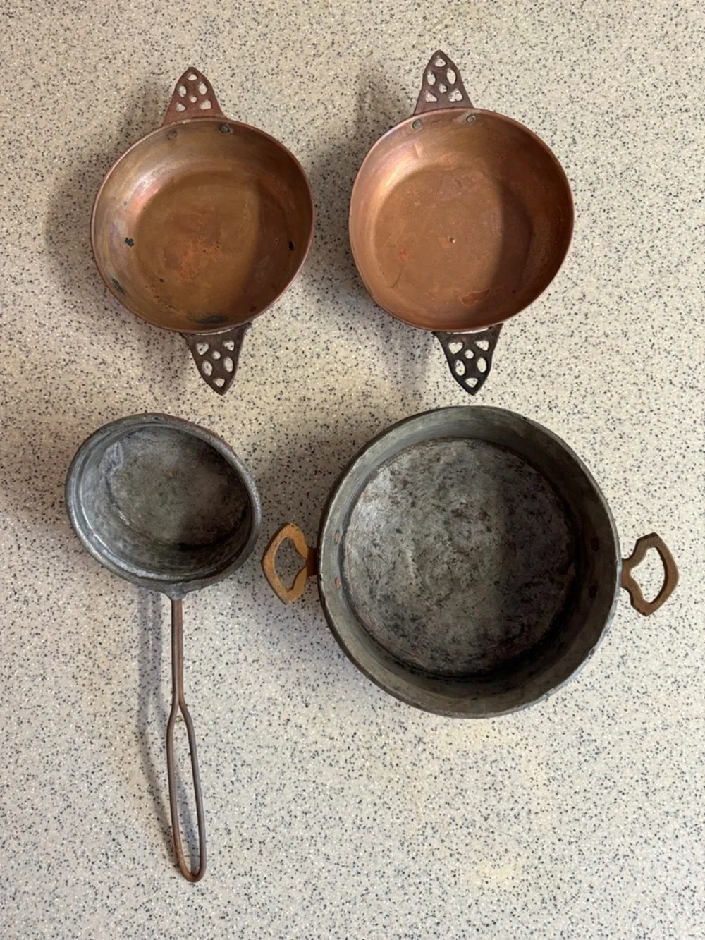 4 Piece Antique European Copper Cookware Set.Old World Heritage.